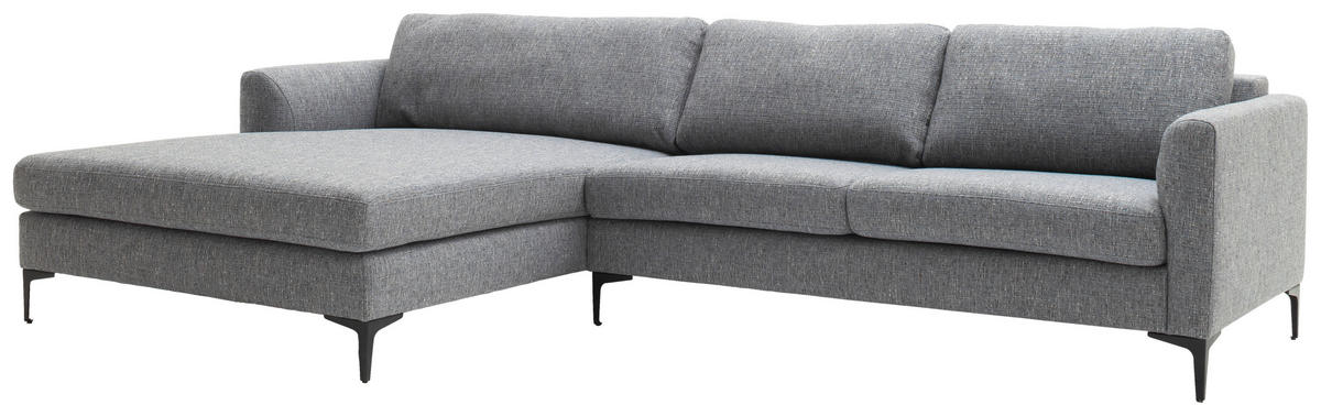 ECKSOFA in Flachgewebe Blaugrau  195/310 cm  - Blaugrau/Schwarz, Design, Textil/Metall (195/310cm) - Schöner Wohnen