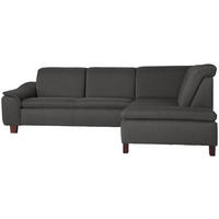 ECKSOFA in Flachgewebe Anthrazit  - Anthrazit/Nussbaumfarben, Design, Holz/Textil (247/187cm) - Max Winzer