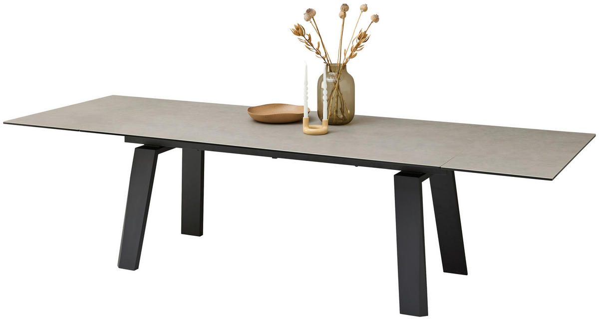 ESSTISCH in Metall, Glas, Keramik 200-300/100/76 cm  - Schwarz/Grau, Modern, Glas/Keramik (200-300/100/76cm) - Livetastic