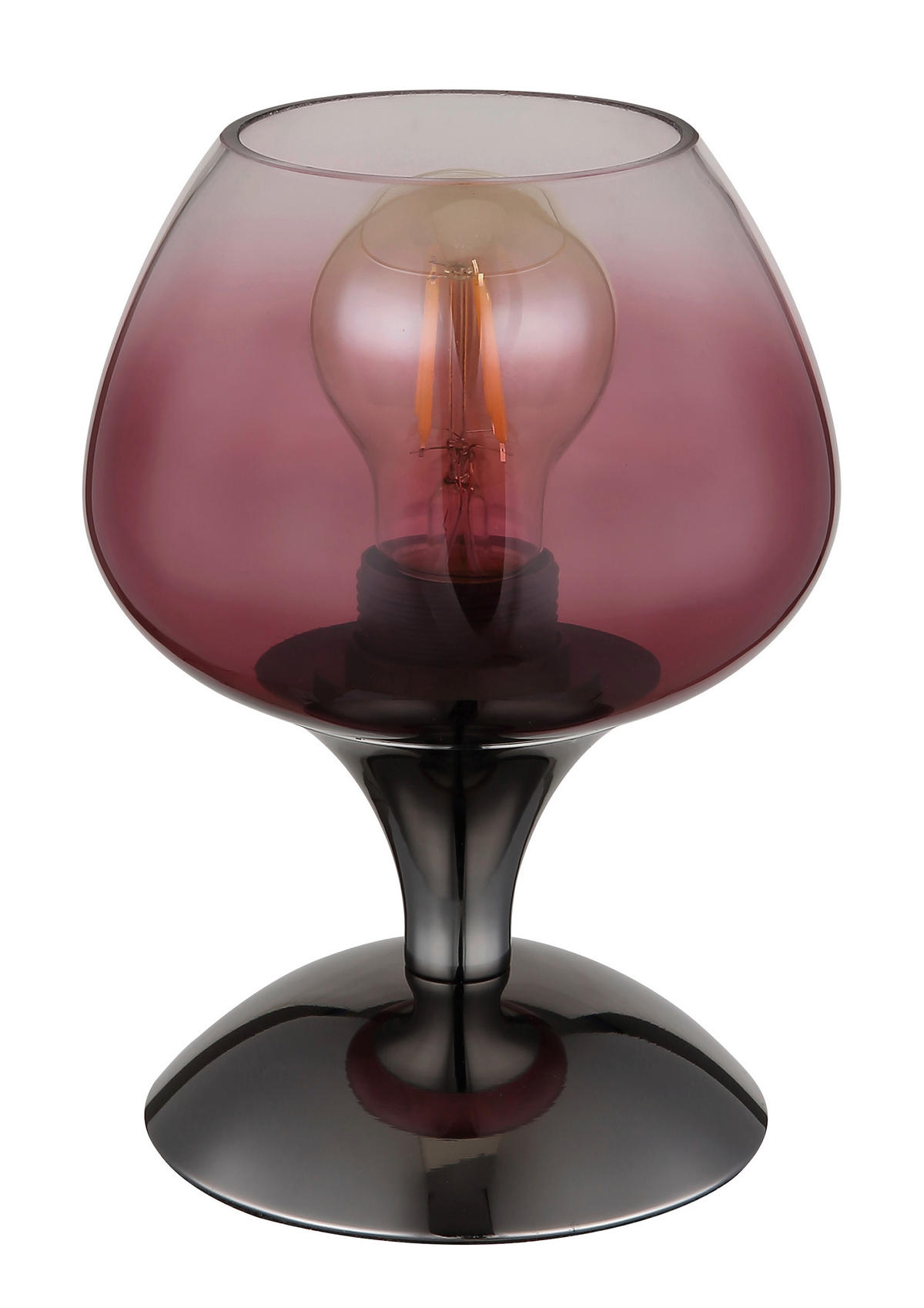 TISCHLEUCHTE - Klar/Brombeere, Trend, Glas/Metall (15/20,5cm) - Globo