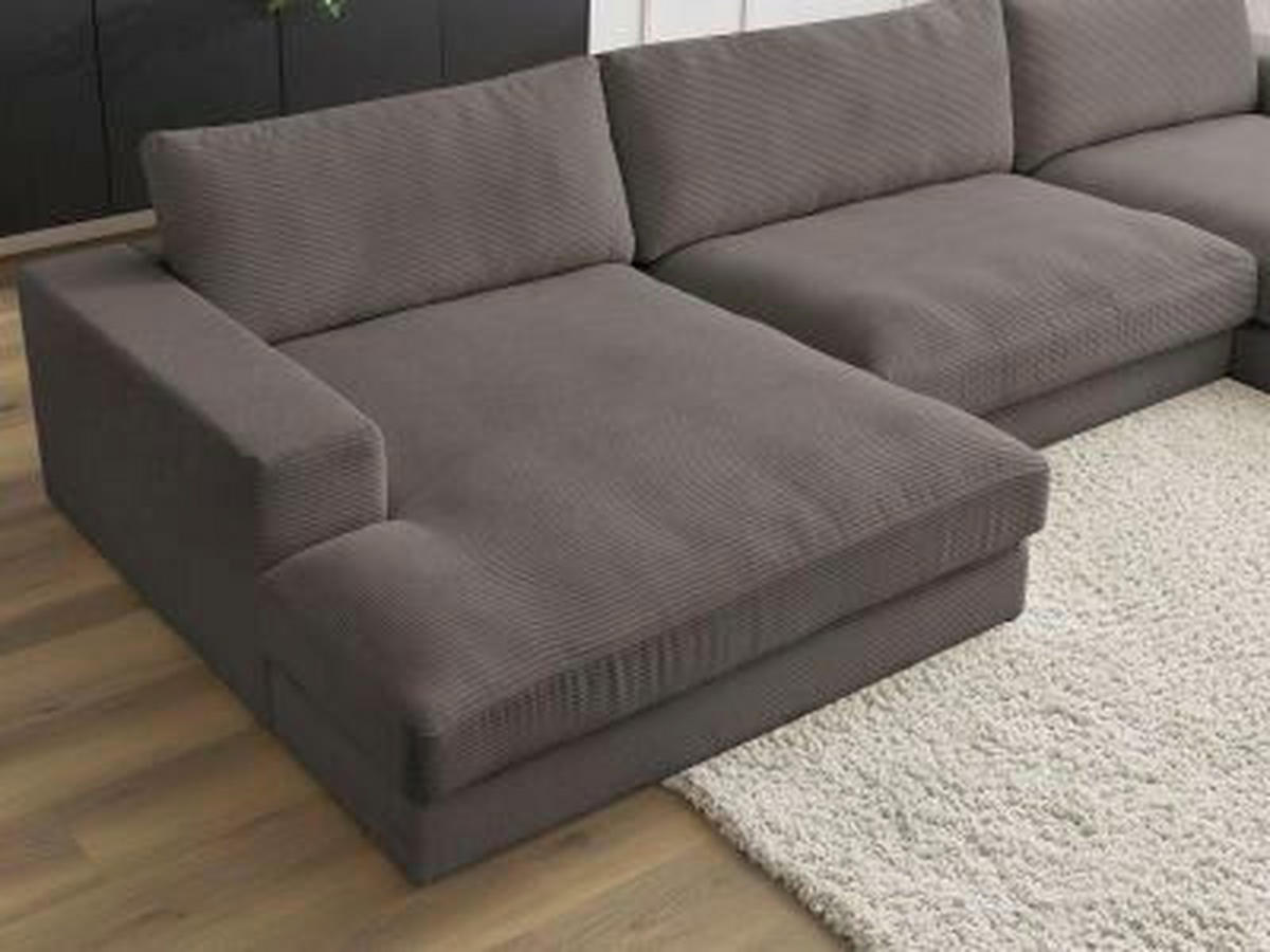 WOHNLANDSCHAFT LEONARD Taupe Cord  - Taupe/Schwarz, MODERN, Kunststoff/Textil (159/349/159cm)