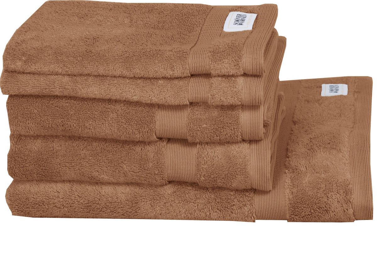 FROTTIERSET SW-Cuddly Braun, Kupferfarben, Rostfarben, Rotbraun 5-teilig  - Rotbraun/Rostfarben, Basics, Textil - Schöner Wohnen