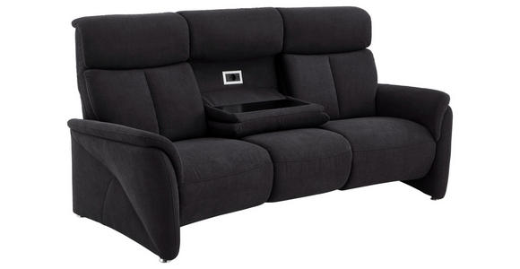 TRAPEZSOFA in Textil Dunkelgrau - Dunkelgrau/Alufarben, KONVENTIONELL, Textil (217/108/106cm) - Cantus