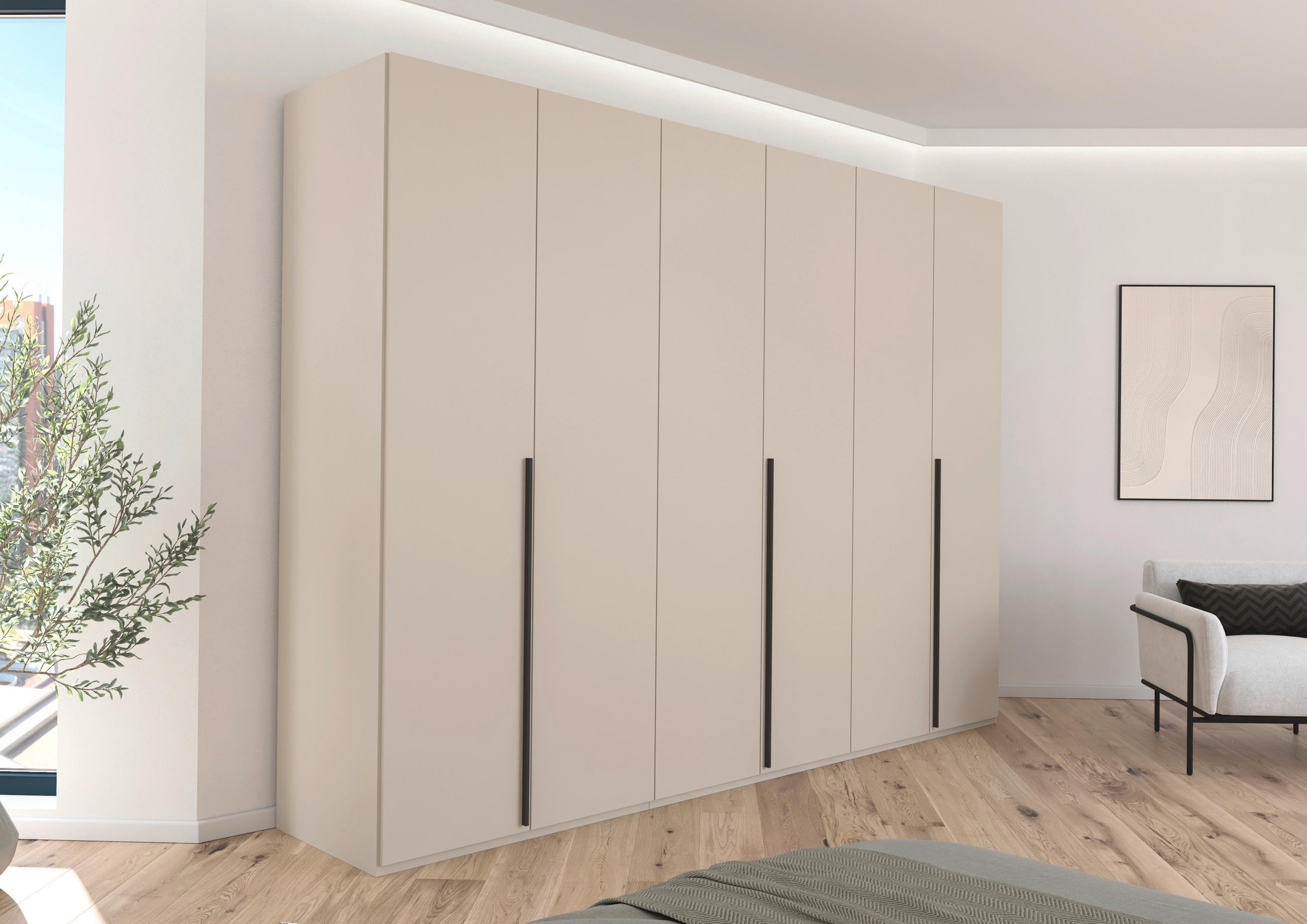 DREHTÜRENSCHRANK 301/223/60 cm 6-türig Champagner  - Champagner/Graphitfarben, Design, Holzwerkstoff/Metall (301/223/60cm) - home24