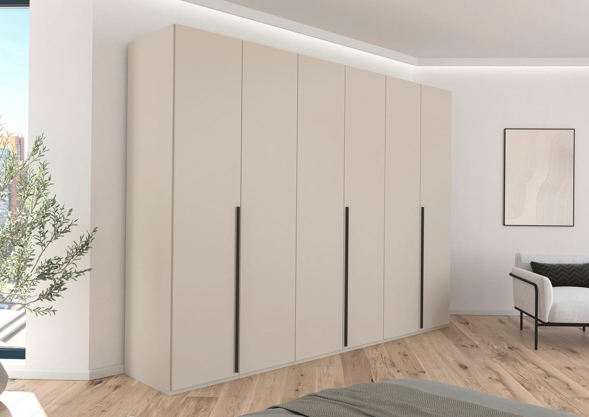 DREHTÜRENSCHRANK 301/223/60 cm 6-türig Champagner  - Champagner/Graphitfarben, Design, Holzwerkstoff/Metall (301/223/60cm) - home24