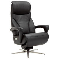 RELAXSESSEL Leder Schwarz  - Edelstahlfarben/Schwarz, Design, Leder/Metall (75/112/88cm) - Dieter Knoll