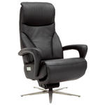 RELAXSESSEL Lenno Echtleder Nackenstütze, Relaxfunktion, Kopfteilverstellung    - Edelstahlfarben/Schwarz, Design, Leder/Metall (75/112/88cm) - Dieter Knoll