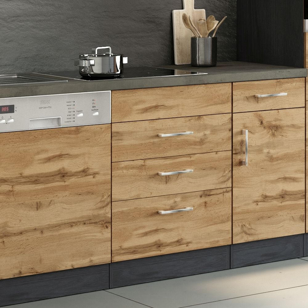 SCHUBKASTENUNTERSCHRANK 60/85/60 cm  in Eichefarben  - Chromfarben/Eichefarben, MODERN, Holzwerkstoff/Metall (60/85/60cm) - Held