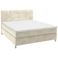 BOXSPRINGBETT 160/200 cm in Creme - Chromfarben/Creme, KONVENTIONELL, Kunststoff/Textil (160/200cm) - Voleo