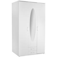 DREHTÜRENSCHRANK 120/196/55 cm,  in Weiß, 3-türig  - Eichefarben/Alufarben, Basics, Glas/Holzwerkstoff (120/196/55cm) - P & B