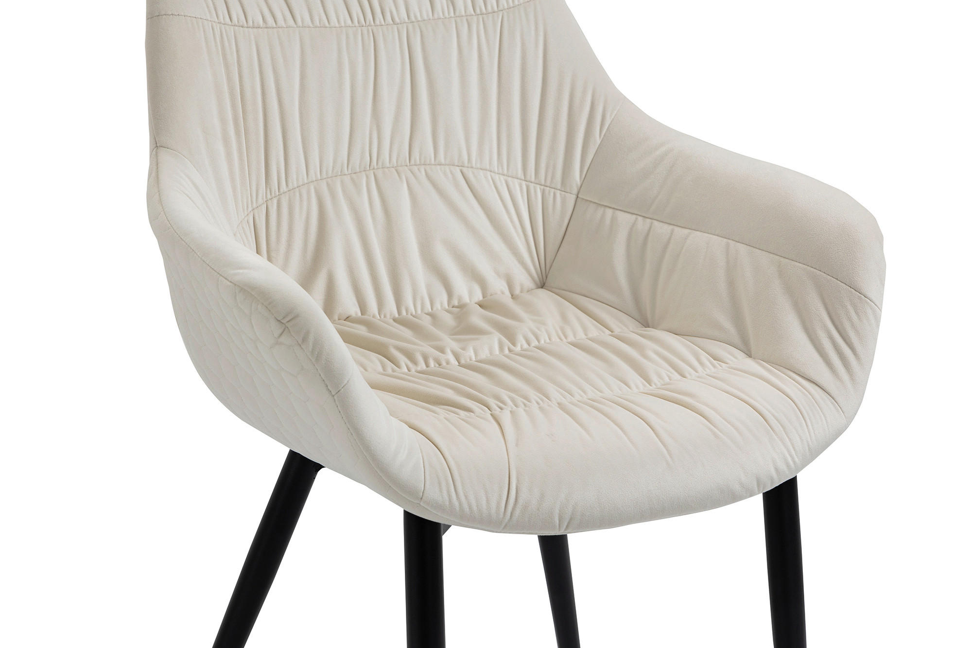 ARMLEHNSTUHL  in Samt  - Creme/Schwarz, MODERN, Textil/Metall (63/81,5/61cm) - Livetastic