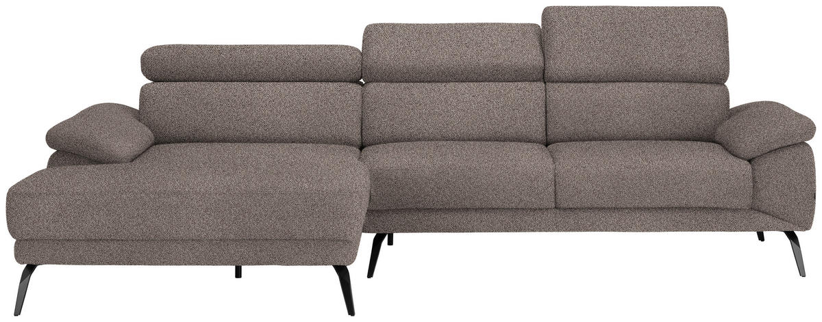 ECKSOFA Graubraun Velours  - Graubraun/Schwarz, Design, Textil/Metall (187/295cm) - Novel