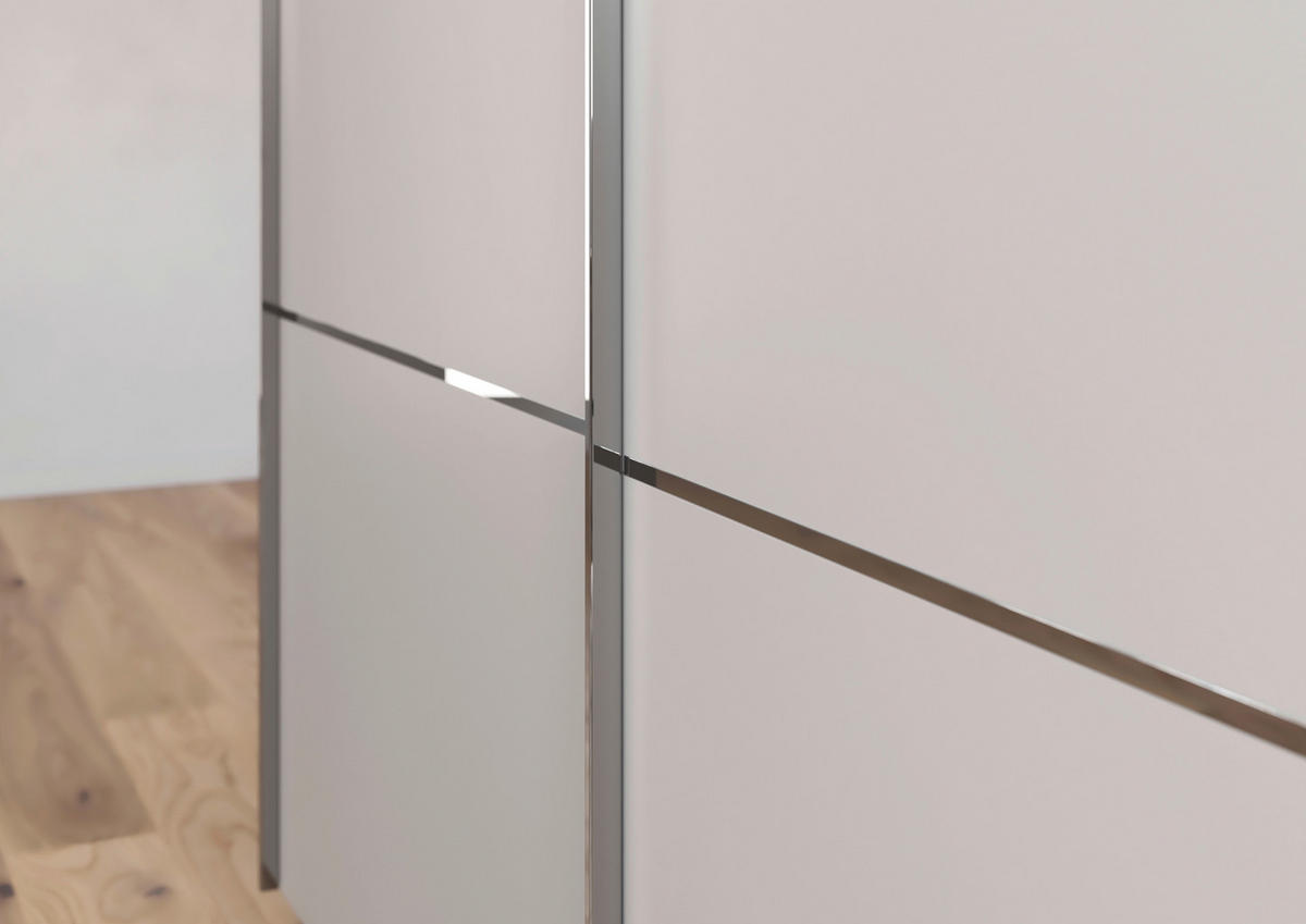SCHWEBETÜRENSCHRANK in Grau  - Chromfarben/Beige, Konventionell, Glas/Holzwerkstoff (162/223/68cm) - Novel
