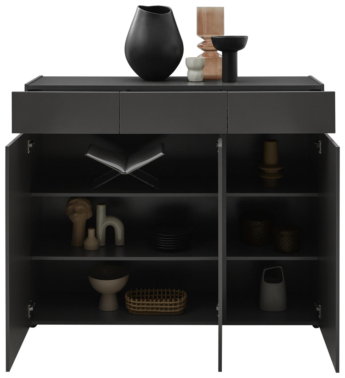 SIDEBOARD 135/111/40 cm  in Graphitfarben  - Schwarz/Graphitfarben, Design, Holzwerkstoff/Kunststoff (135/111/40cm) - Voleo