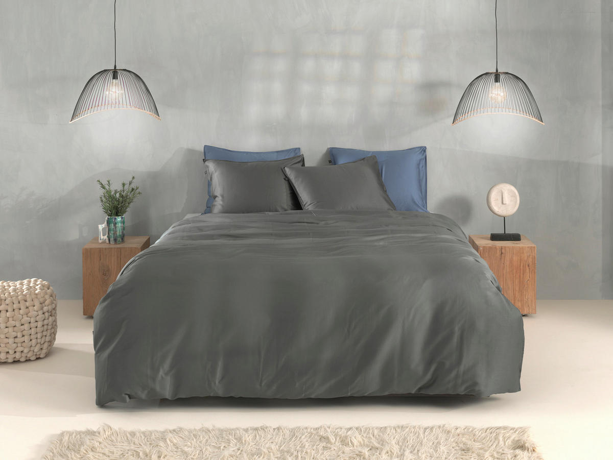 BETTWÄSCHE Satinado Makosatin 155/220 cm  - Dunkelgrau, Basics, Textil (155/220cm)