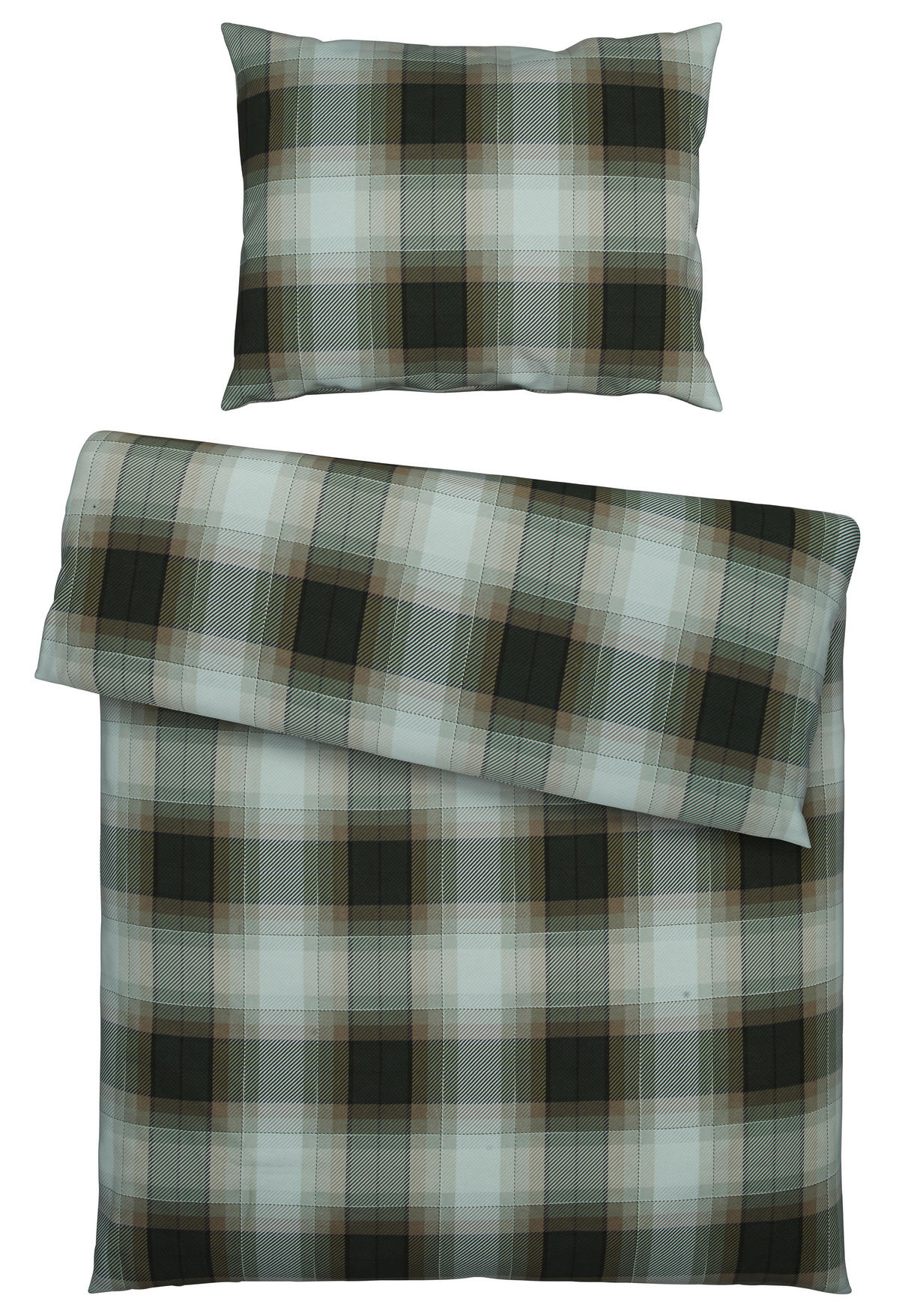 POSTEĽNÁ BIELIZEŇ, flanel, prírodná farba, olivovozelená, 140/200 cm - olivovozelená/prírodná farba, Konventionell, textil (140/200cm) - S. Oliver