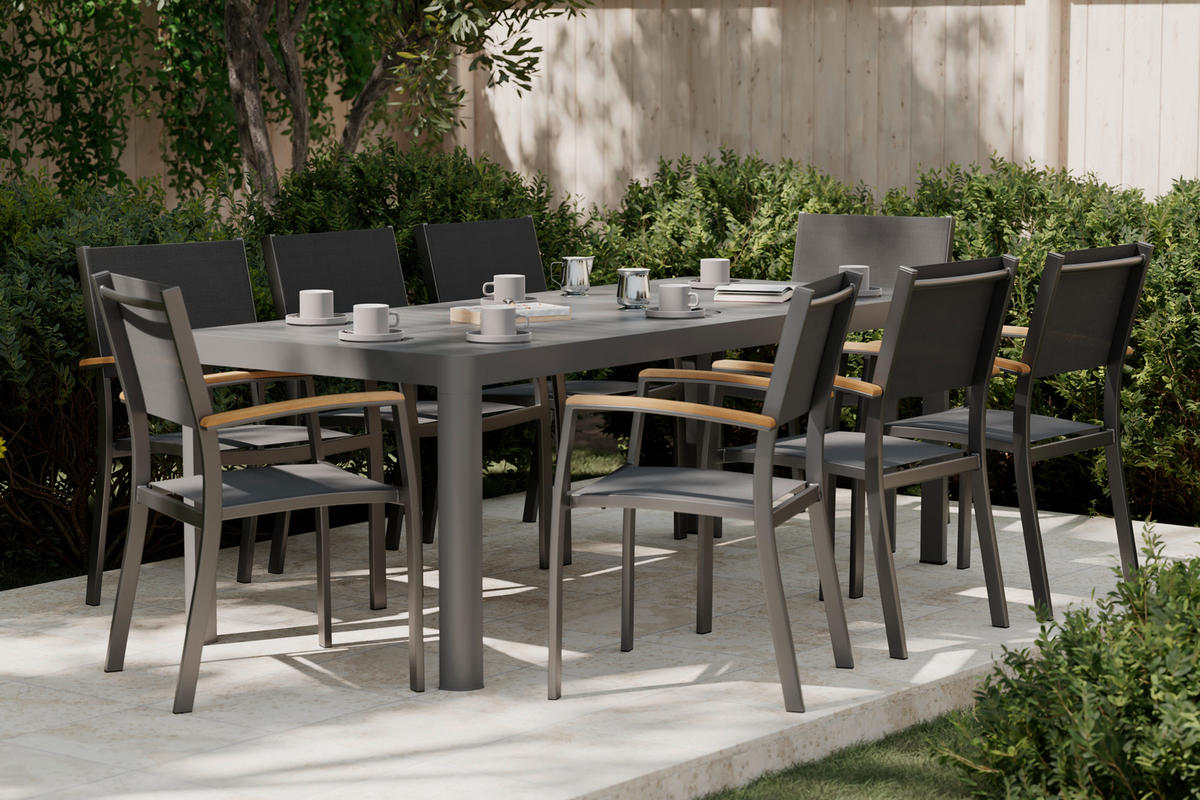 ZÁHRADNÝ STÔL, kov, 150-210/90/75 cm - antracitová, Modern, kov (150-210/90/75cm) - Ambia Garden