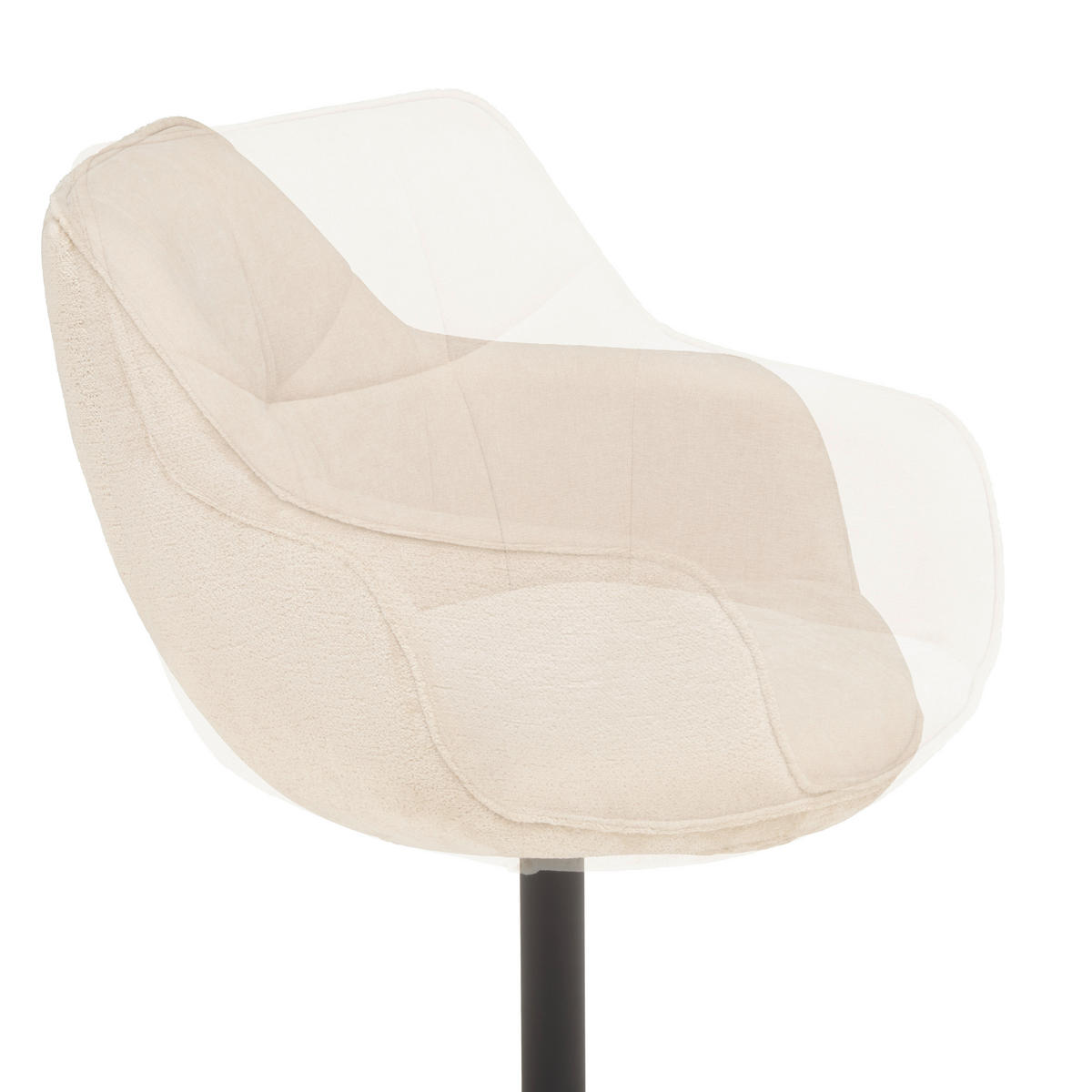 ARMLEHNSTUHL  in Eisen Chenille, Leinenoptik  - Beige/Schwarz, KONVENTIONELL, Textil/Metall (63/87/64cm) - MID.YOU