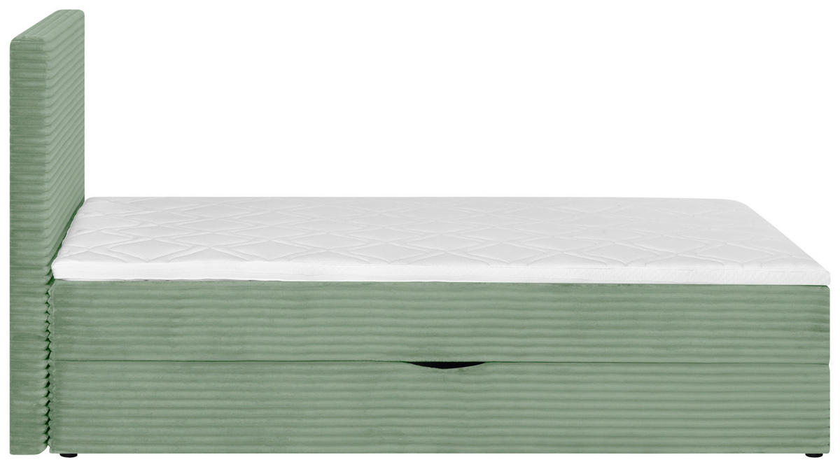 BOXBETT 120/200 cm,  in Olivgrün, Matratze, Bettkasten, Topper, H3 = fest  - Schwarz/Olivgrün, Trend, Kunststoff/Textil (120/200cm) - Boxxx