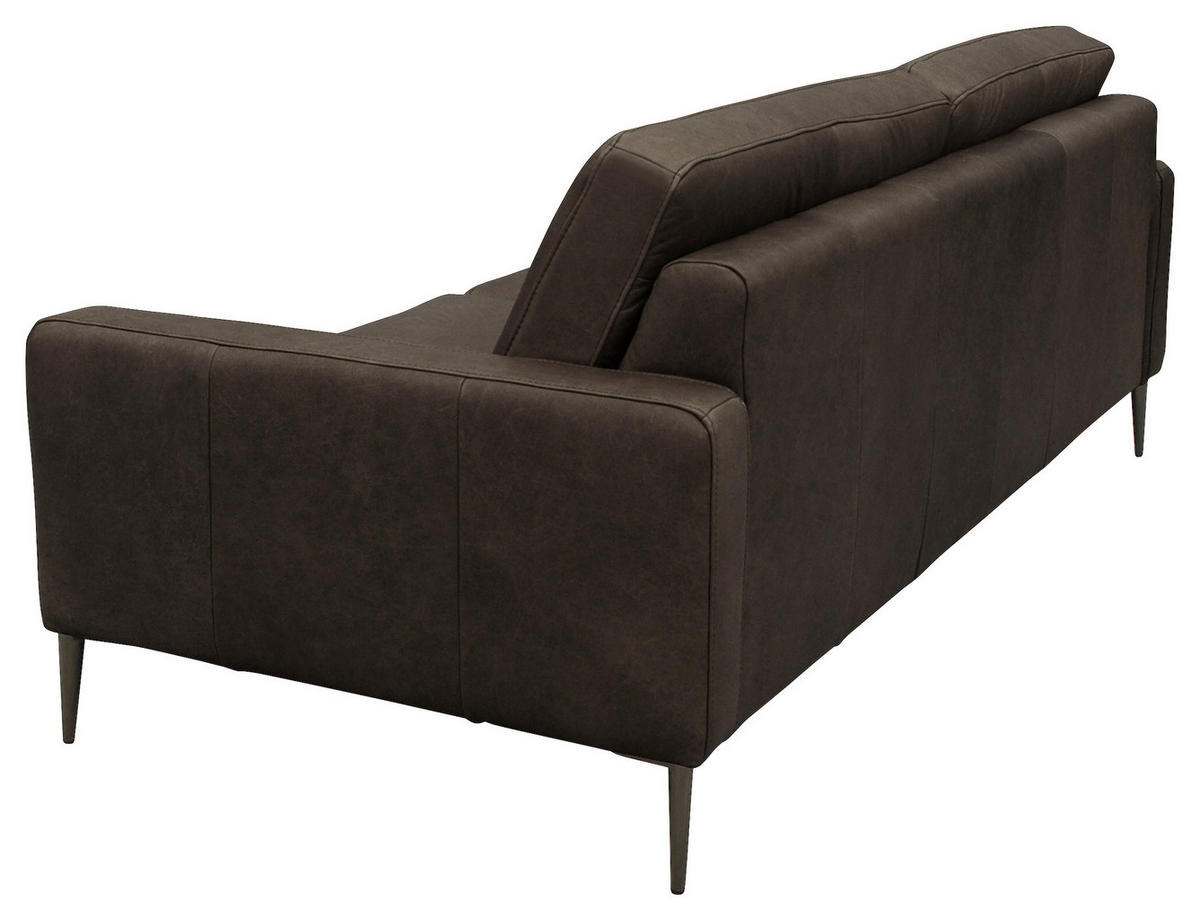 3-SITZER-SOFA in Echtleder Fango  - Fango/Schwarzchrom, Design, Leder/Metall (187/85/92cm) - Livetastic