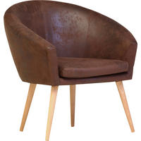 SESSEL Mikrofaser Dunkelbraun    - Dunkelbraun/Naturfarben, Design, Holz/Textil (73/73/66cm) - Livetastic