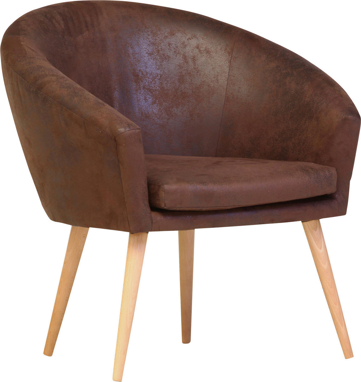 SESSEL Mikrofaser Dunkelbraun    - Dunkelbraun/Naturfarben, Design, Holz/Textil (73/73/66cm) - Livetastic