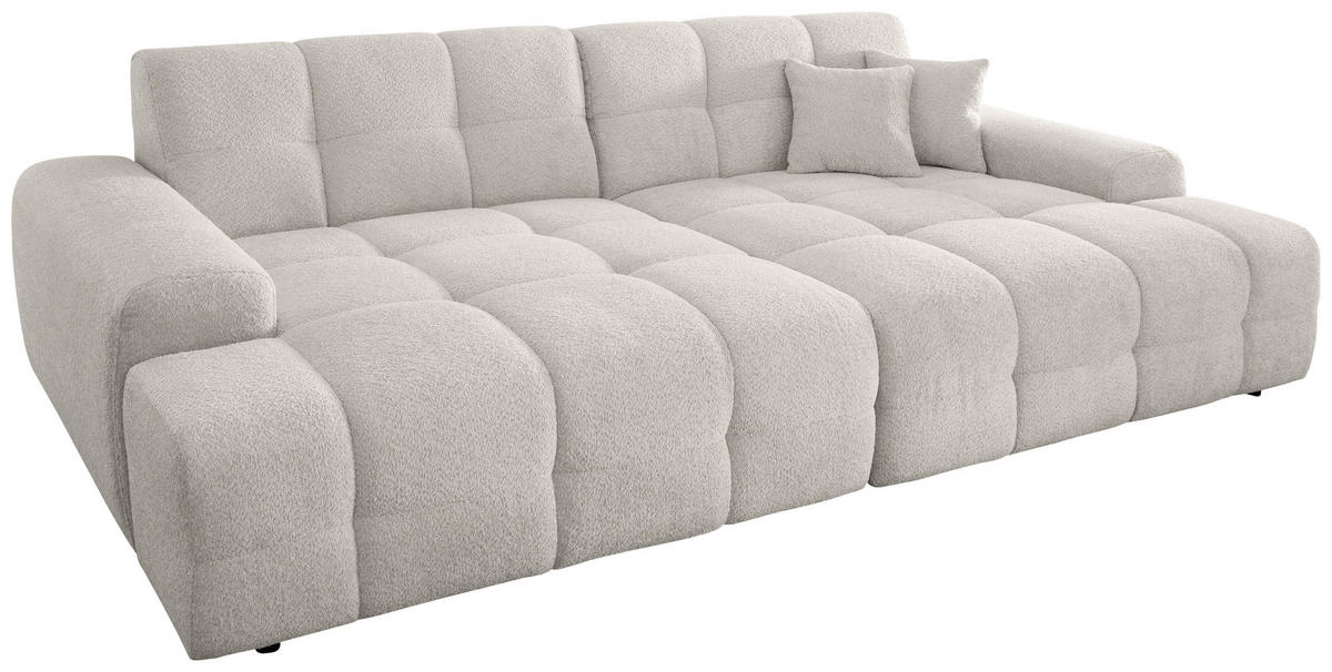 BIGSOFA in Bouclé Weiß  - Schwarz/Weiß, MODERN, Kunststoff/Textil (304/87/155cm) - Livetastic