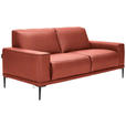 2-SITZER-SOFA  in Echtleder Rot   - Rot/Schwarz, Design, Leder/Metall (180/82/92cm) - Johann Jakob
