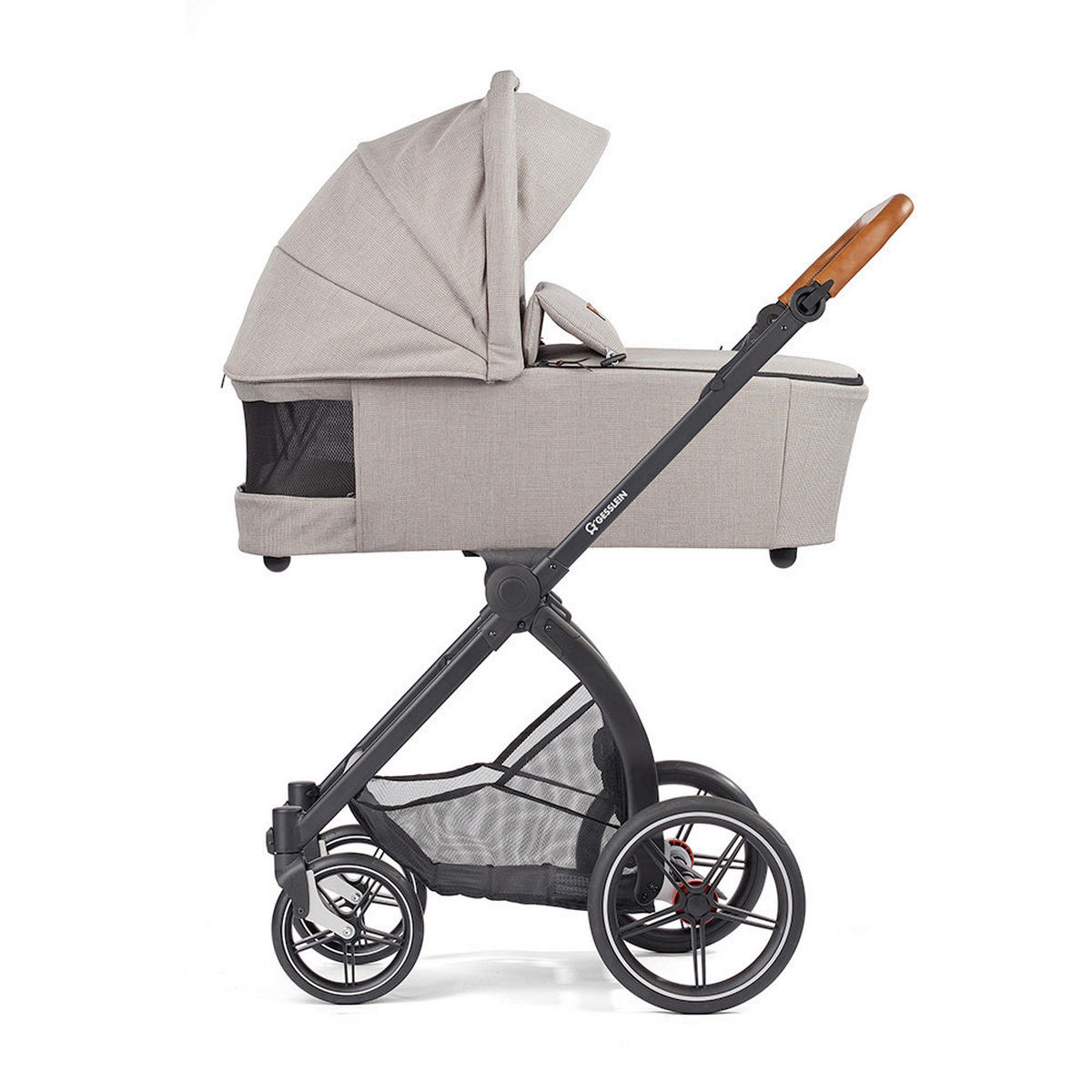 KINDERWAGENSET  FX4 Swing Set  Beige-Cognac  - Khaki/Cognac, Basics, Textil (100/55/130cm) - Gesslein