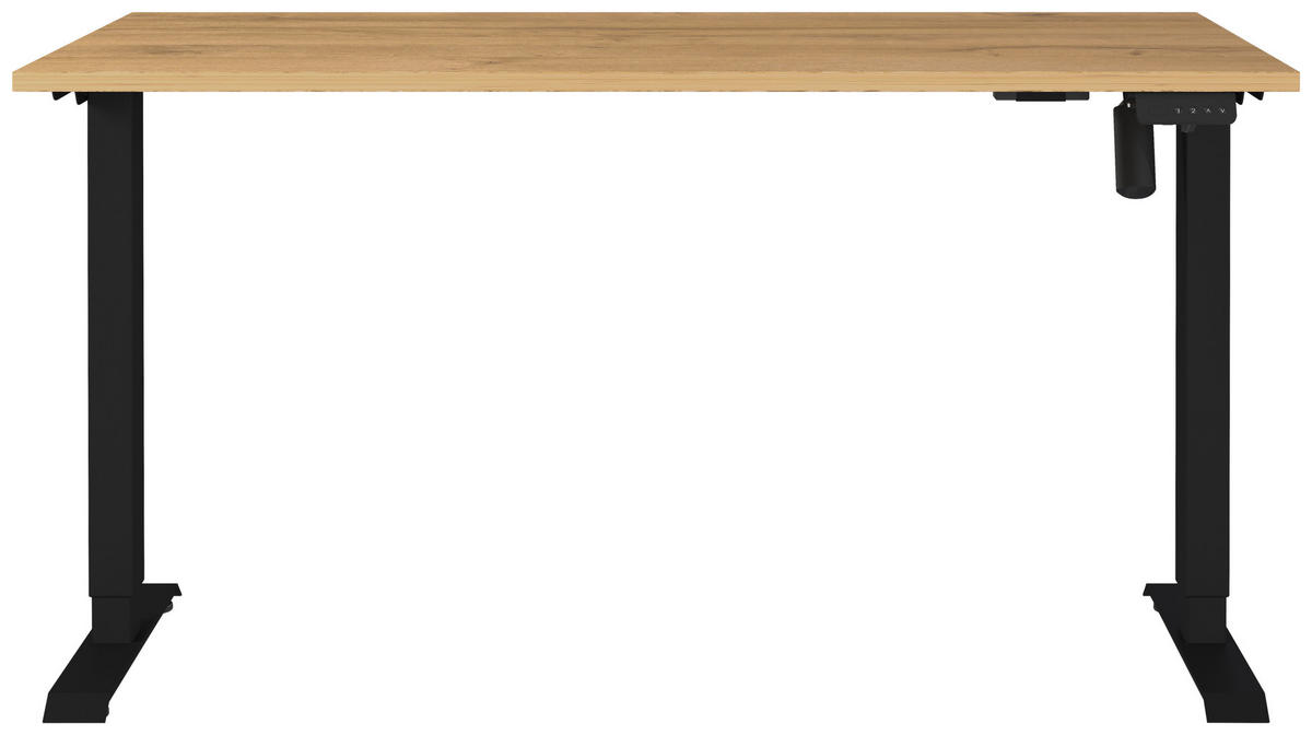 SCHREIBTISCH höhenverstellbar  - Eichefarben/Schwarz, MODERN, Holzwerkstoff/Metall (140/80/71-119cm) - Germania