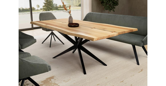 ESSTISCH in Holz, Metall 160/90/76 cm  - Eichefarben/Schwarz, Design, Holz/Metall (160/90/76cm) - Moderano