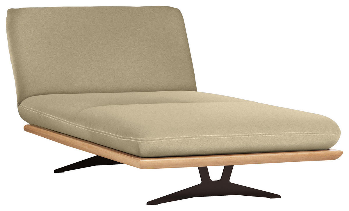 OTTOMANE in Echtleder Beige  - Beige/Schwarz, Design, Leder/Holz (114/92/165cm) - Dieter Knoll