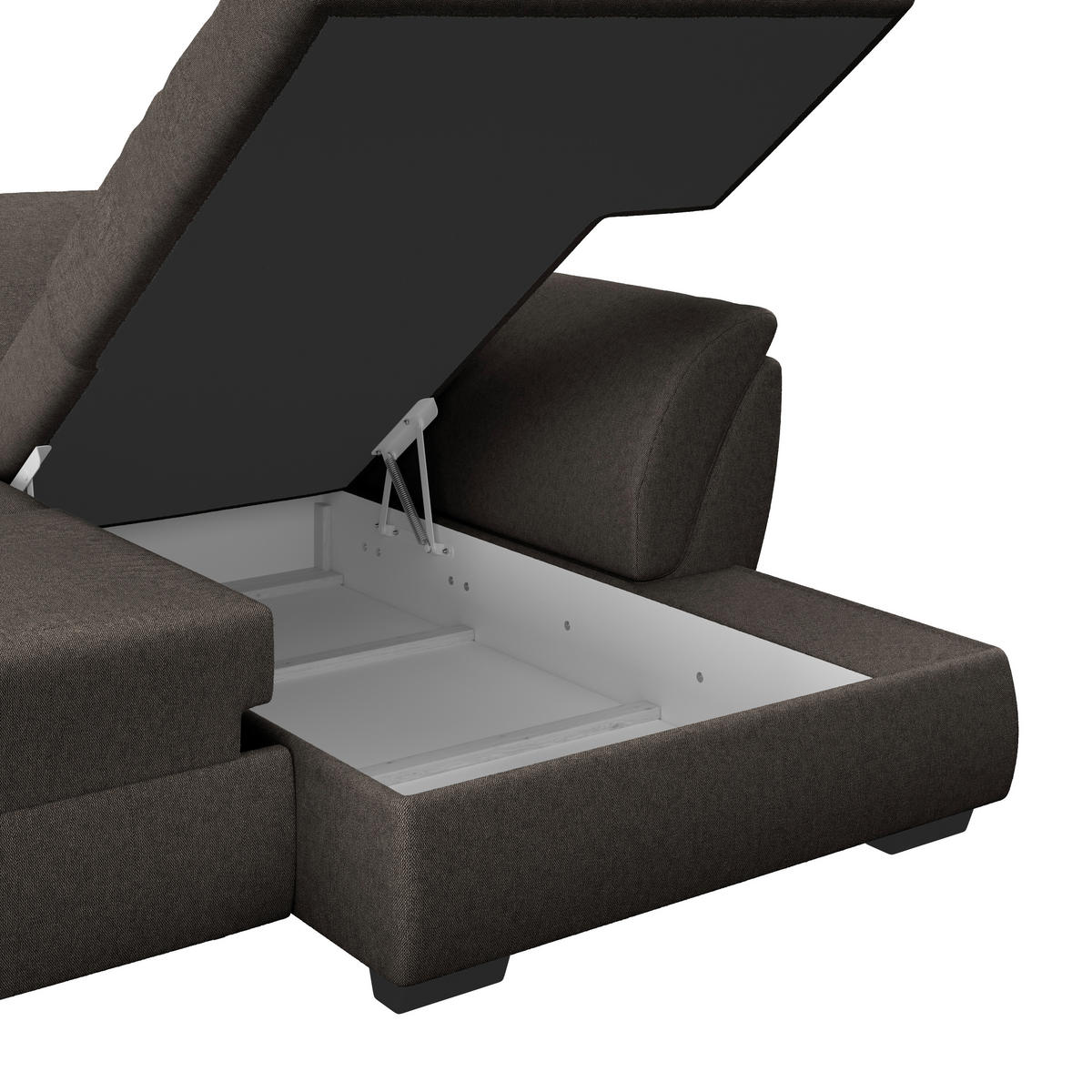 ECKSOFA in Webstoff Braun  - Braun, Design, Kunststoff/Textil (278/187cm) - Livetastic