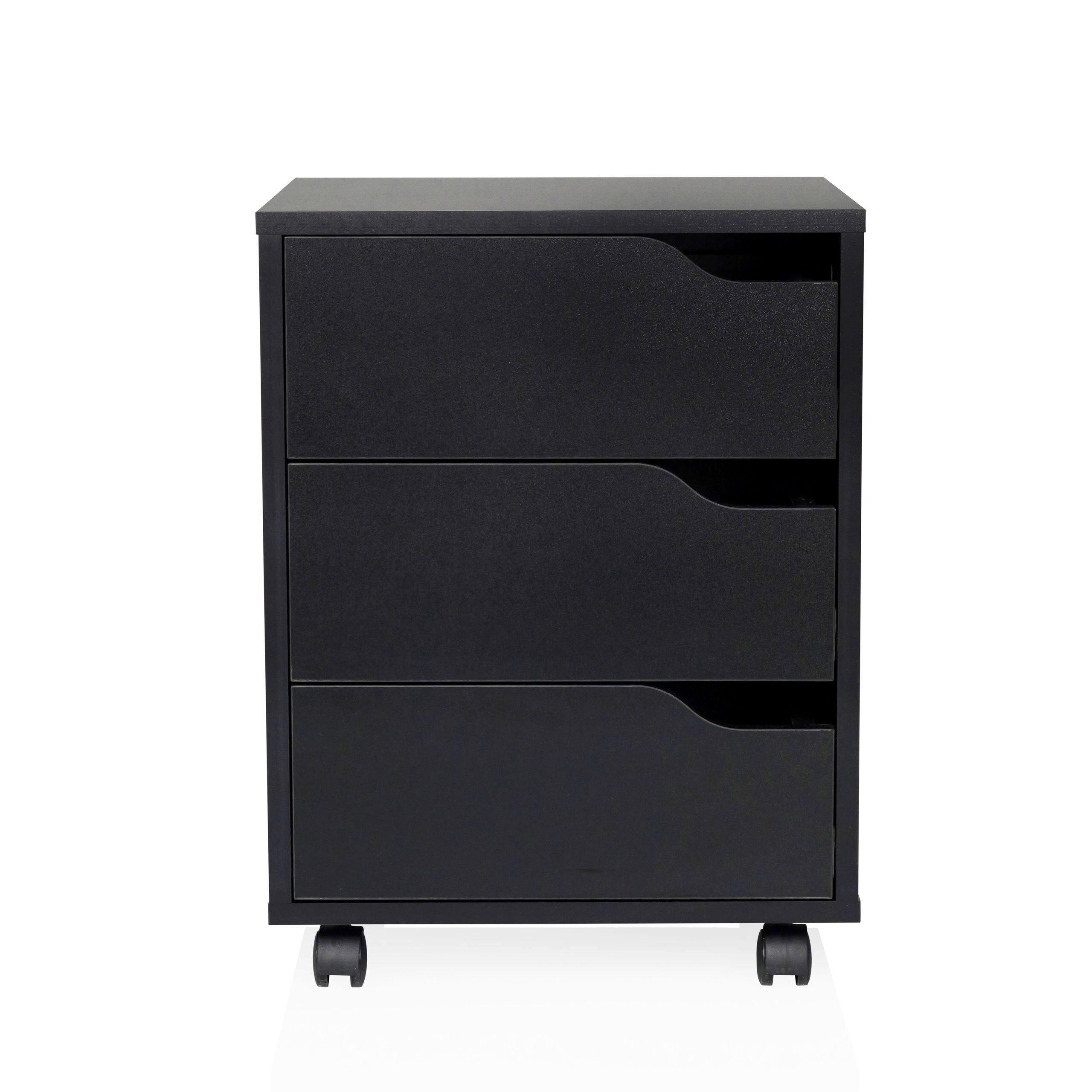 ROLLCONTAINER Schwarz  - Schwarz, MODERN, Holzwerkstoff/Kunststoff (40/52,5/40cm) - MID.YOU