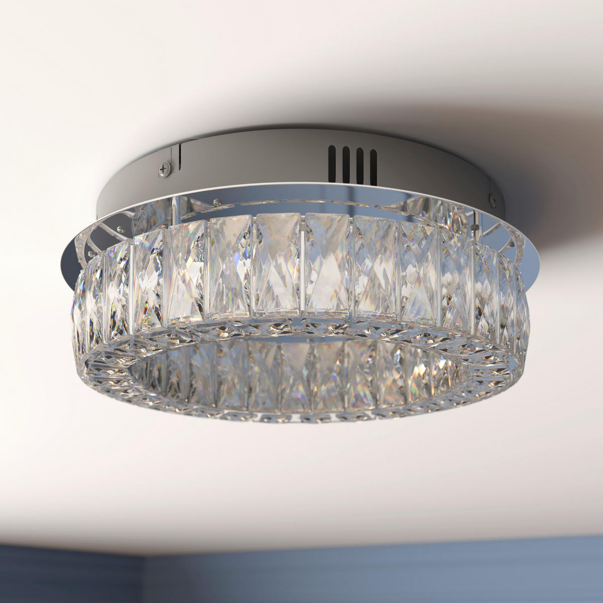 LED-DECKENLEUCHTE 40/14 cm   - Transparent, KONVENTIONELL, Glas/Metall (40/14cm) - Novel