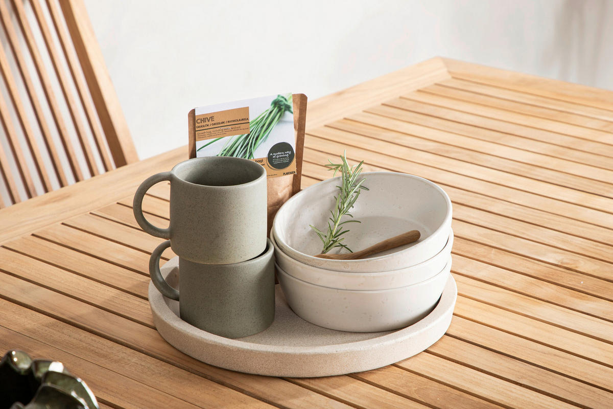 UTEBORD trä, metall rektangulär  - vit/teakfärg, Modern, metall/trä (224/100/75cm) - Gardenson