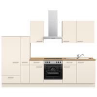 KÜCHENBLOCK 300 cm   in Eichefarben, Magnolie  - Edelstahlfarben/Eichefarben, MODERN, Holzwerkstoff/Metall (300cm) - Nobilia