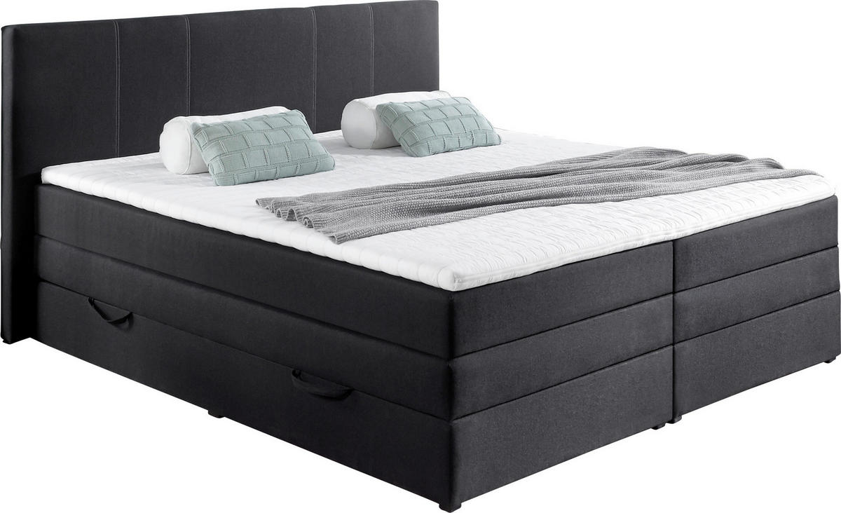 BOXSPRINGBETT 180/200 cm  in Schwarz  - Schwarz, Design, Kunststoff/Textil (180/200cm) - Boxxx