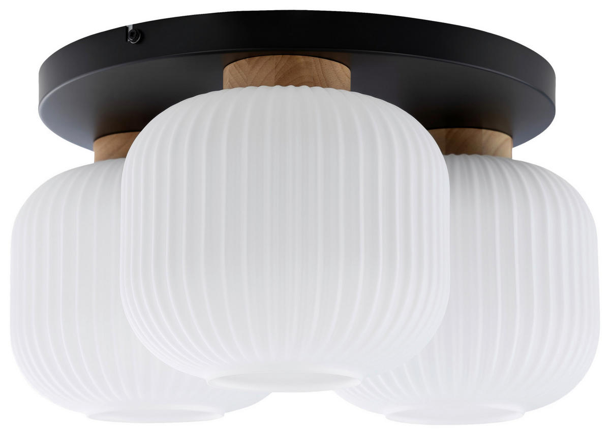 DECKENLEUCHTE  45.5/22 cm    - Weiß, Trend, Glas/Holz (45.5/22cm) - Collet's Monde