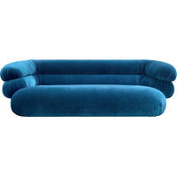 BIGSOFA in Velours Blau  - Blau/Schwarz, Trend, Kunststoff/Textil (250/77/130cm) - Bretz