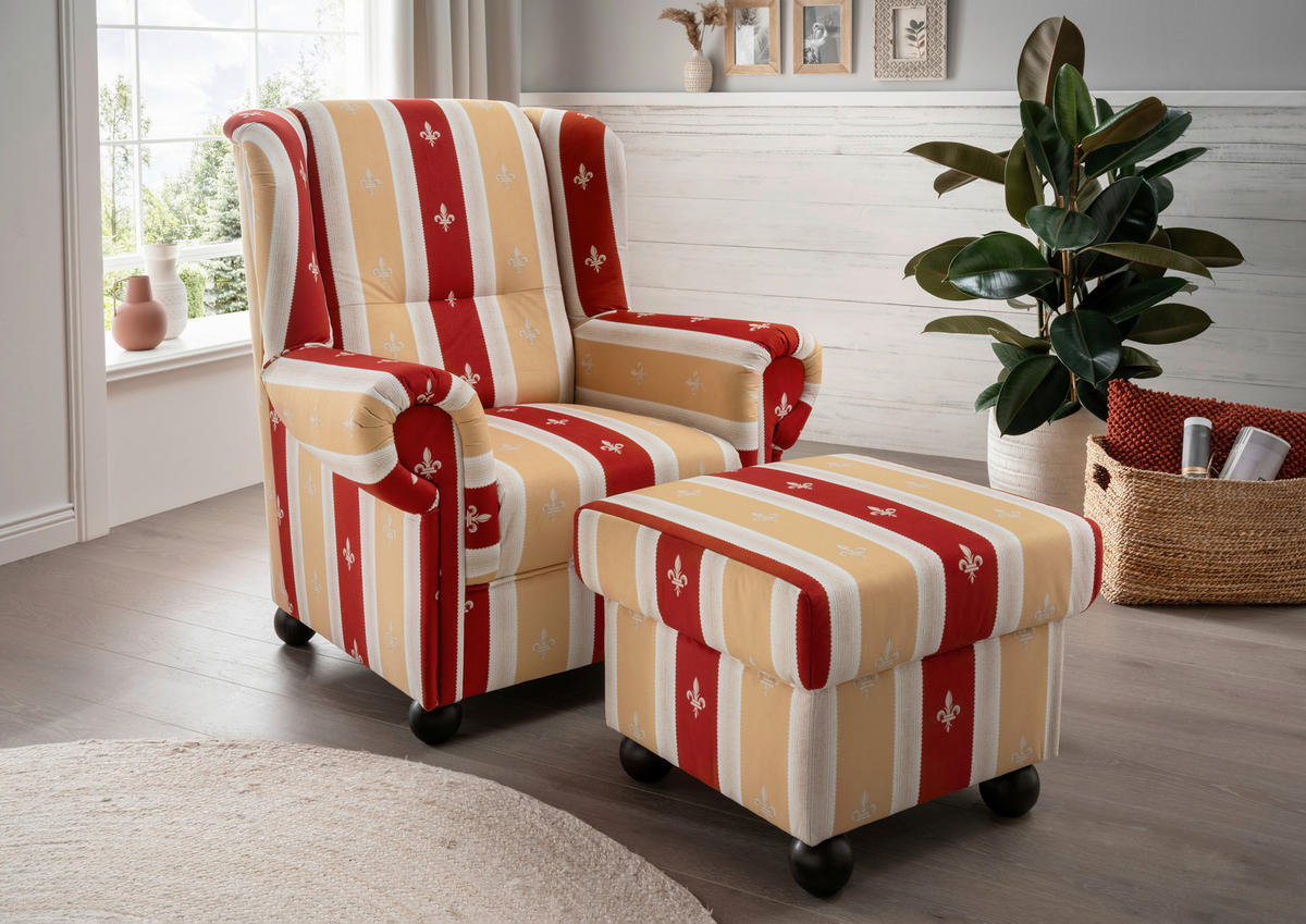 HOCKER in Textil Rot  - Wengefarben/Rot, KONVENTIONELL, Holz/Textil (56/46/56cm) - Livetastic