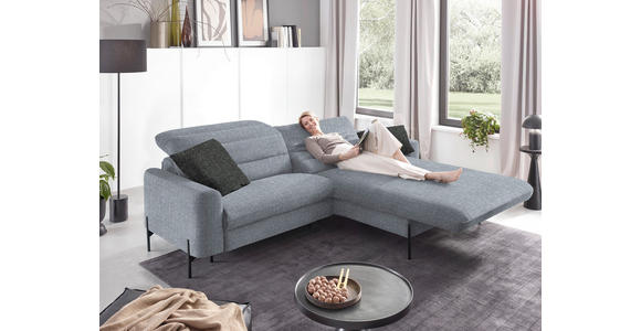 ECKSOFA in Flachgewebe Blaugrau  - Blaugrau/Schwarz, Design, Textil/Metall (252/191cm) - Dieter Knoll