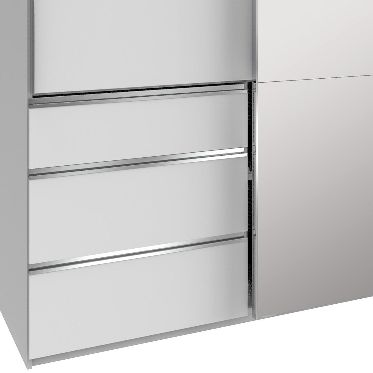 SCHWEBETÜRENSCHRANK in Weiss  - Chromfarben/Weiss, Modern, Glas/Holzwerkstoff (300/216/65cm) - MID.YOU