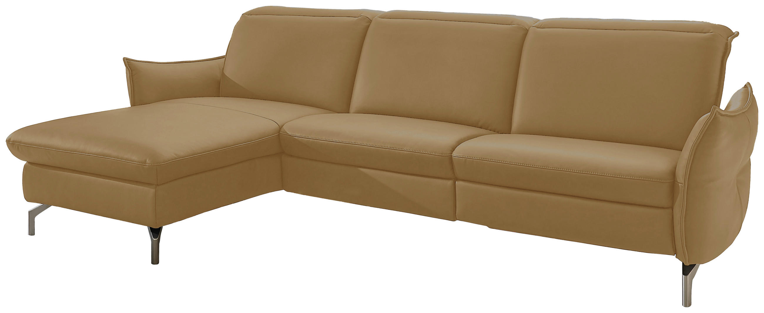 ECKSOFA Lederlook (vegan) Olivgrün  - Olivgrün/Nickelfarben, Modern, Textil/Metall (179/233cm) - Livetastic