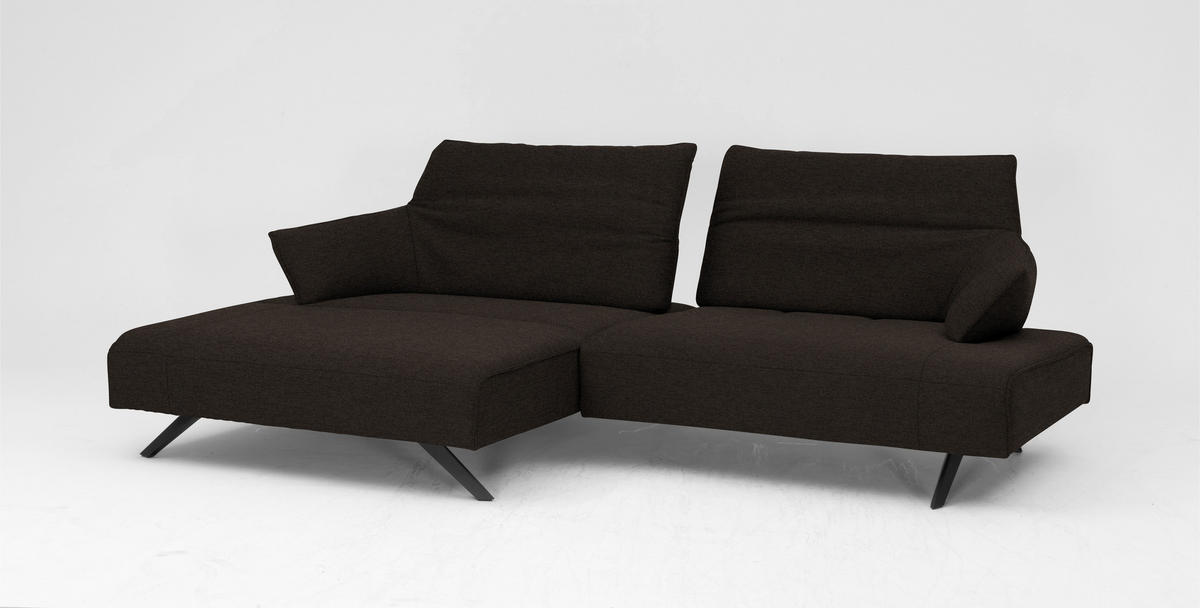 ECKSOFA in Struktur Dunkelbraun  165/276 cm  - Anthrazit/Dunkelbraun, Design, Textil/Metall (165/276cm) - Himolla