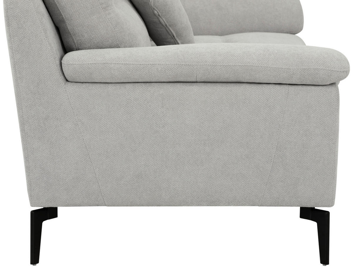 BOXSPRINGSOFA in Textil Grau  - Schwarz/Grau, KONVENTIONELL, Textil/Metall (215/92/94cm) - Livetastic