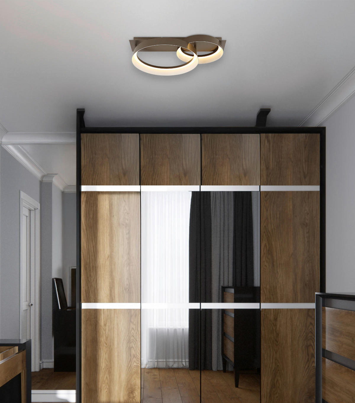 LED-DECKENLEUCHTE 50/35/12 cm   - Opal/Braun, Design, Kunststoff/Metall (50/35/12cm) - Globo