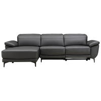 ECKSOFA inkl. Funktionen Schwarz Echtleder, Kombination Echtleder/Lederlook Lederlook Relaxfunktion, Kopfteilverstellung  - Schwarz, Design, Leder/Kunststoff (164/269cm) - Xora