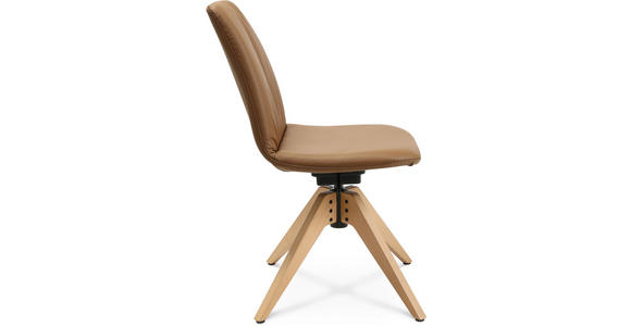 STUHL in Echtleder pigmentiert Holz, Leder - Eichefarben/Cognac, Design, Leder/Holz (46/82,5-85,25/55cm) - Johann Jakob