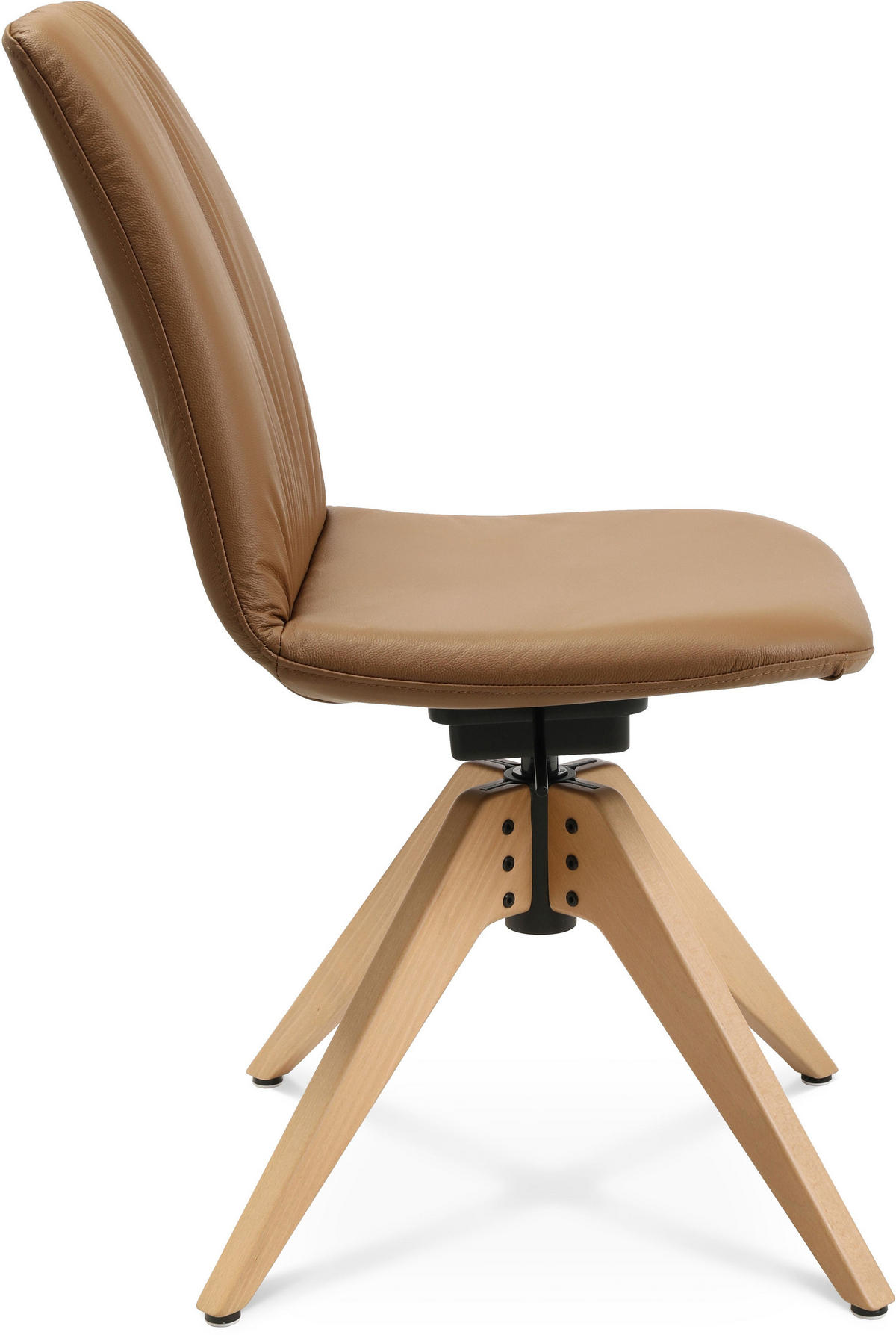 STUHL Echtleder Eichefarben, Cognac Buche Hartholz  - Eichefarben/Cognac, Design, Leder/Holz (46/82,5-85,25/55cm) - Johann Jakob